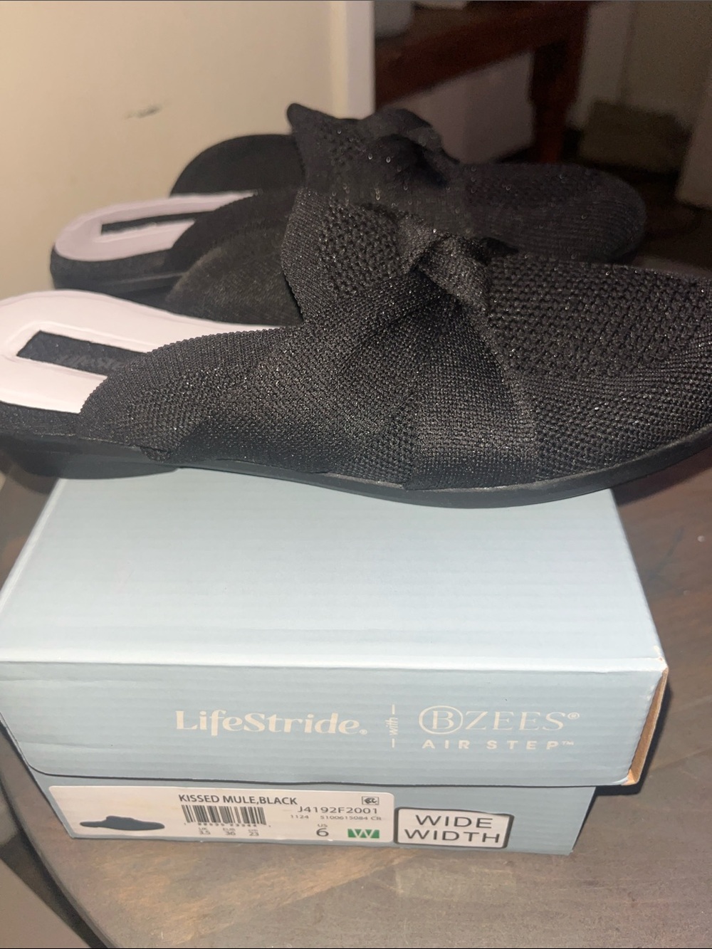 LifeStride Black Knit Knot Mule - Wide Width